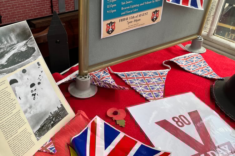 The VJ Day window the Wellington Museum on Fore Street